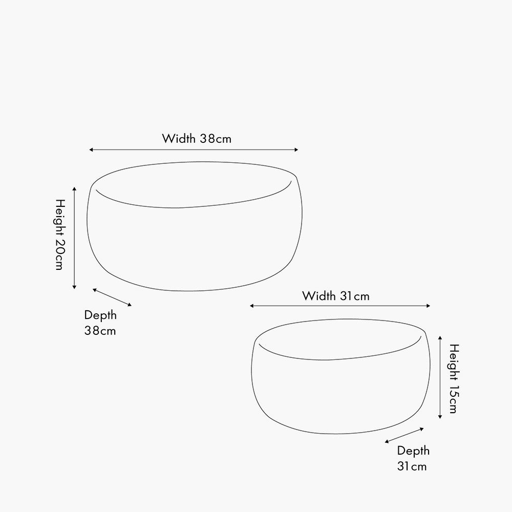 Set of 2 Seagrass Natural & Black Round Baskets